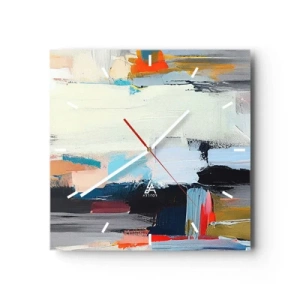 Horloge murale - Pendule murale - Abstraction colorée avec des coups de pinceau dynamiques - 30x30cm - Y a-t-il une méthode ? - Décoration murale moderne pour le salon et la chambre ARTTOR