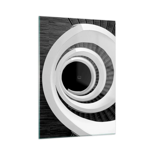 Impression sur verre - Image sur verre - Escalier en colimaçon noir et blanc vu d'en haut - 50x70cm - Les choses concrêtes - Décoration murale moderne pour le salon et la chambre ARTTOR