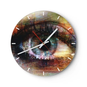 Horloge murale - Pendule murale - Un œil artistique aux couleurs intenses et contrastées - 30x30cm - Vous pouvez jeter un coup d'œil dans l'âme - Décoration murale moderne pour le salon, la cuisine et la chambre ARTTOR
