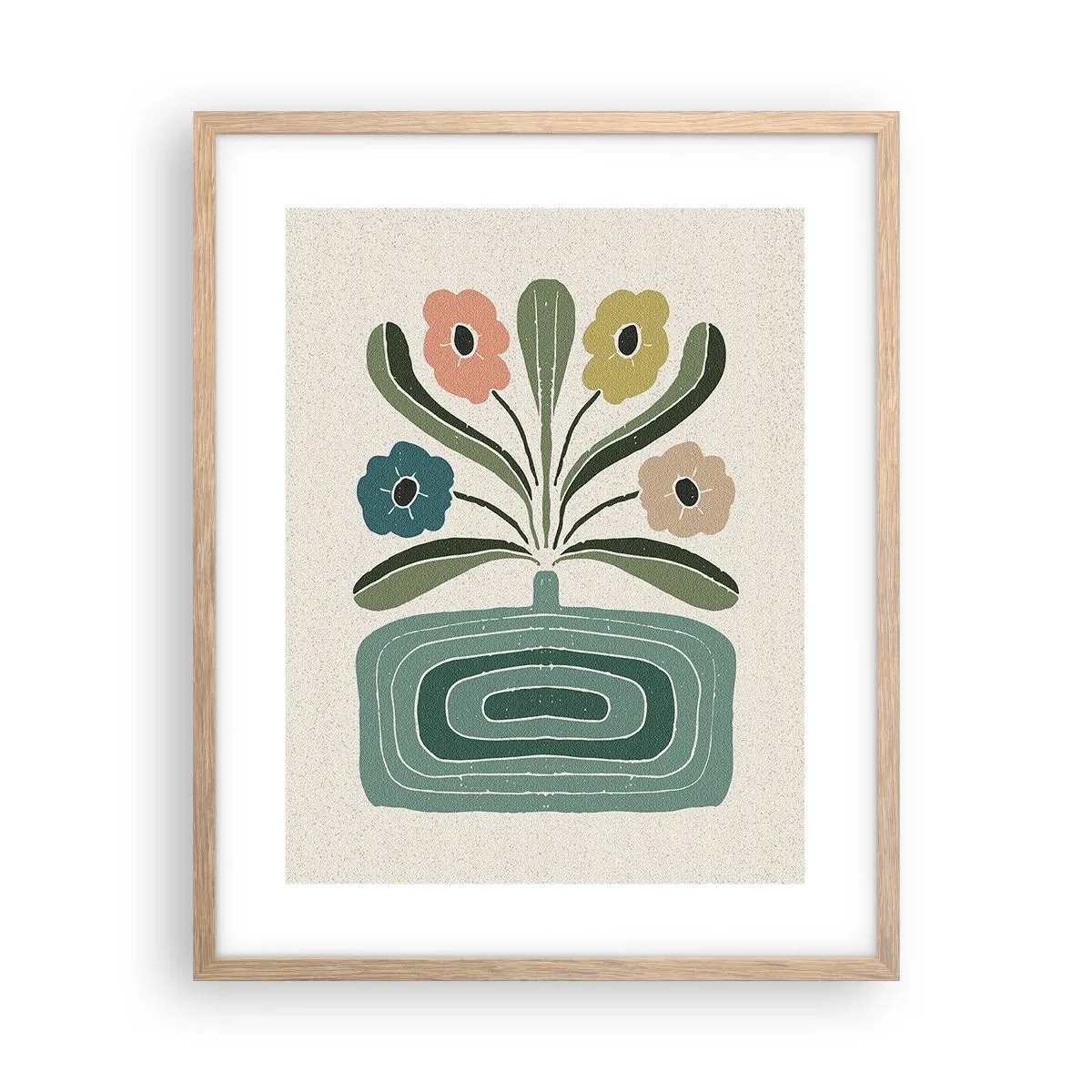 Affiche dans un chêne clair - Poster - Bouquet symétrique - 40x50 cm