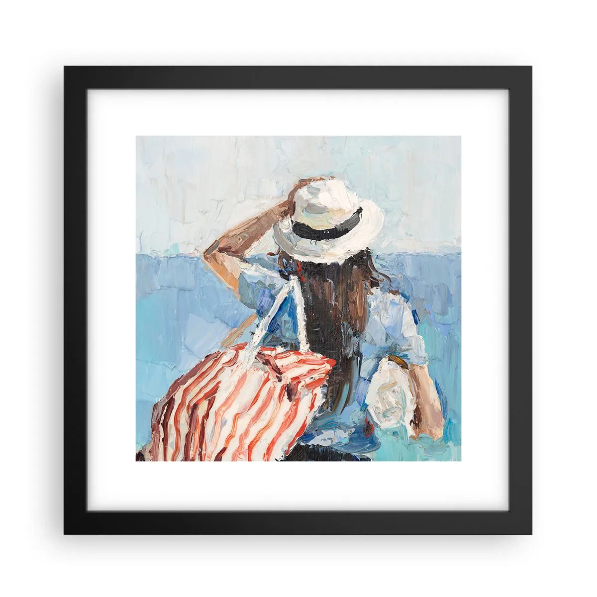 Affiche dans un cadre noir - Poster - Bienvenue à vos vacances - 30x30 cm