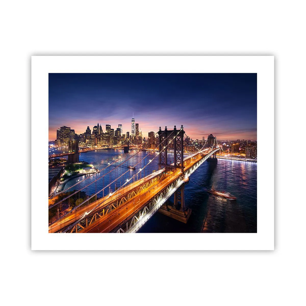 Affiche - Poster - Un pont lumineux au cœur de la ville - 50x40 cm