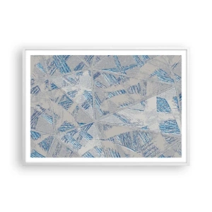 Affiche dans un cadre blanc - Poster - Dans un labyrinthe bleu-gris - 100x70 cm