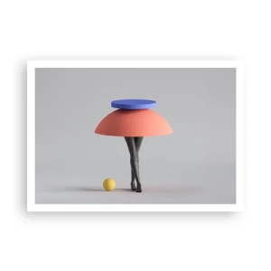 Affiche - Poster - Composition géométrique abstraite avec des jambes et une balle - 100x70cm - Composition surréaliste - Décoration murale moderne pour le salon et la chambre ARTTOR