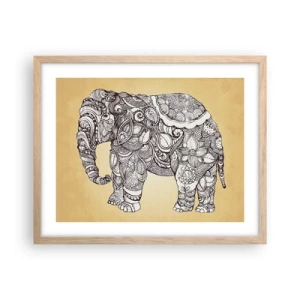 Affiche dans un chêne clair - Poster - L'éléphant s'est apprêté - 50x40 cm