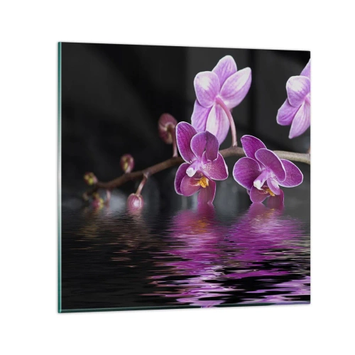 Impression sur verre - Image sur verre - Reflet lilas de la beauté - 60x60 cm