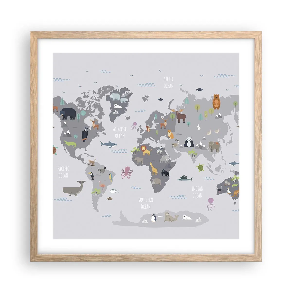 Affiche dans un chêne clair - Poster - Dis-moi d'où tu viens... - 50x50 cm