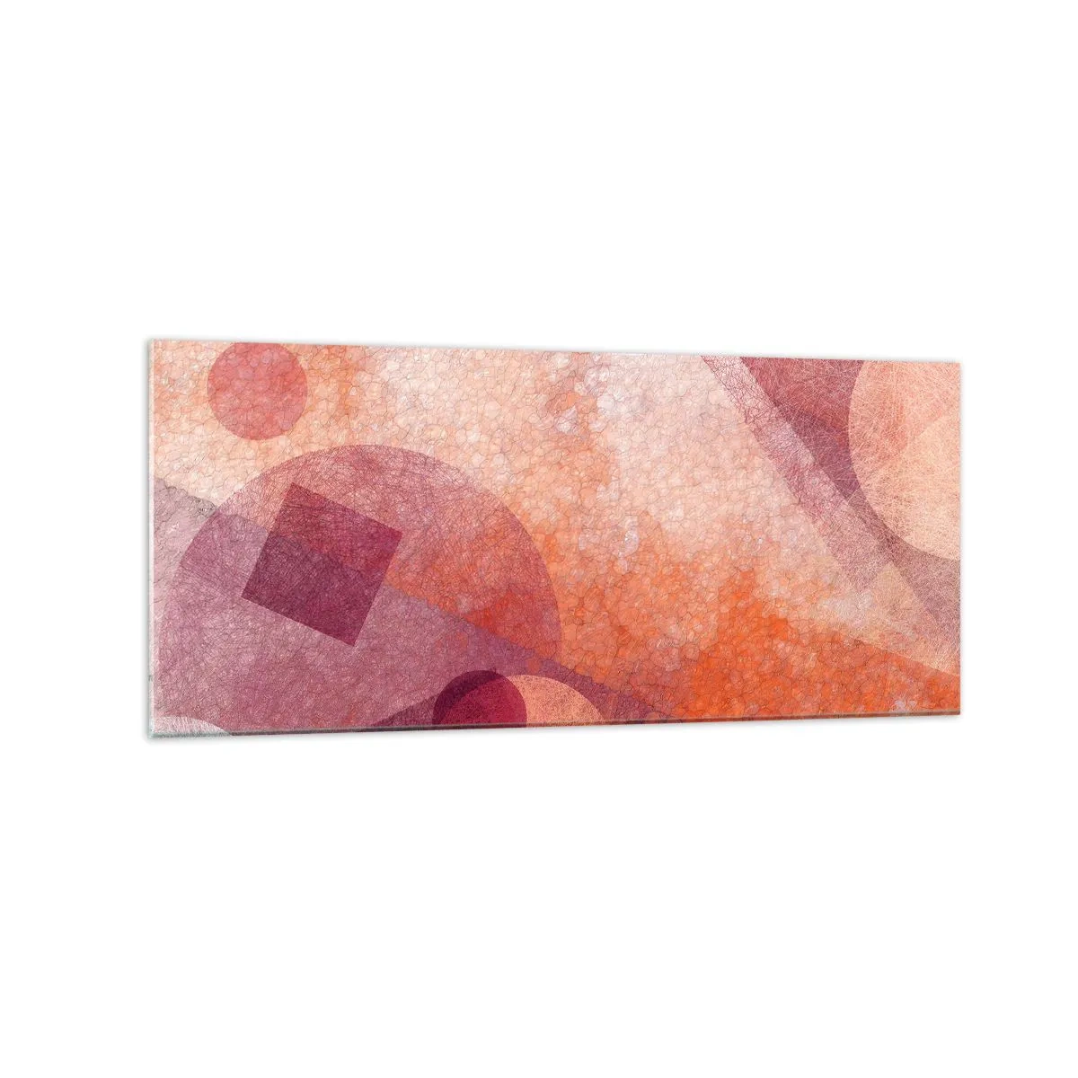 Impression sur verre - Image sur verre - Formes géométriques abstraites dans des tons pastel de rose - 120x50cm - Transformations géométriques en rose - Décoration murale moderne pour le salon et la chambre ARTTOR