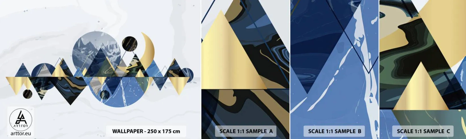 Échantillon De Papier Peint Standard Eco - Paysage géométrique - Abstraction, Montagnes, Morceau - 100x30 cm