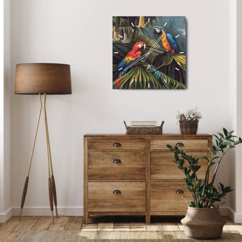 Horloge murale - Pendule murale - Romantisme dans les tropiques - 40x40 cm