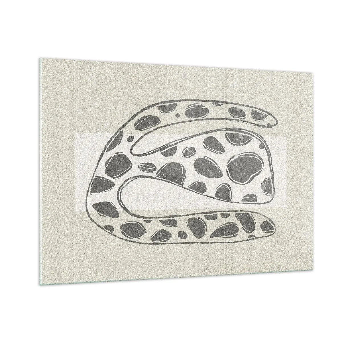 Impression sur verre - Image sur verre - Une forme organique fantaisiste dans des tons de gris sur beige - 100x70cm - Une étrange créature - Décoration murale moderne pour le salon et la chambre ARTTOR