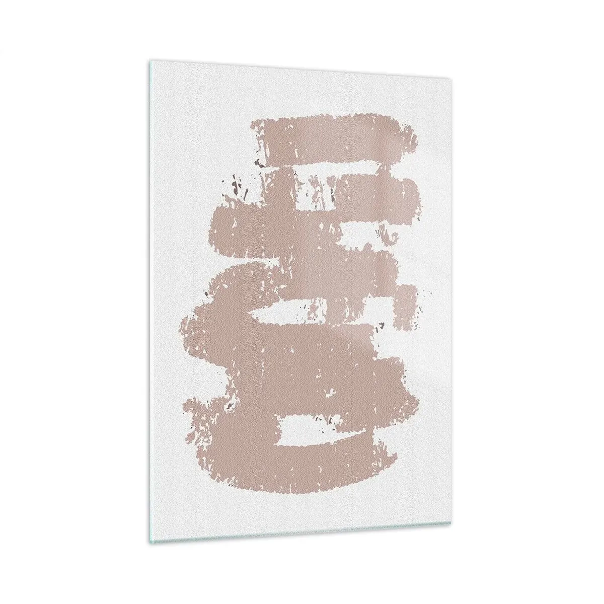 Impression sur verre - Image sur verre - Coups de peinture roses sur fond blanc - 50x70cm - Abstraction en rose tendre - Décoration murale moderne pour le salon et la chambre ARTTOR