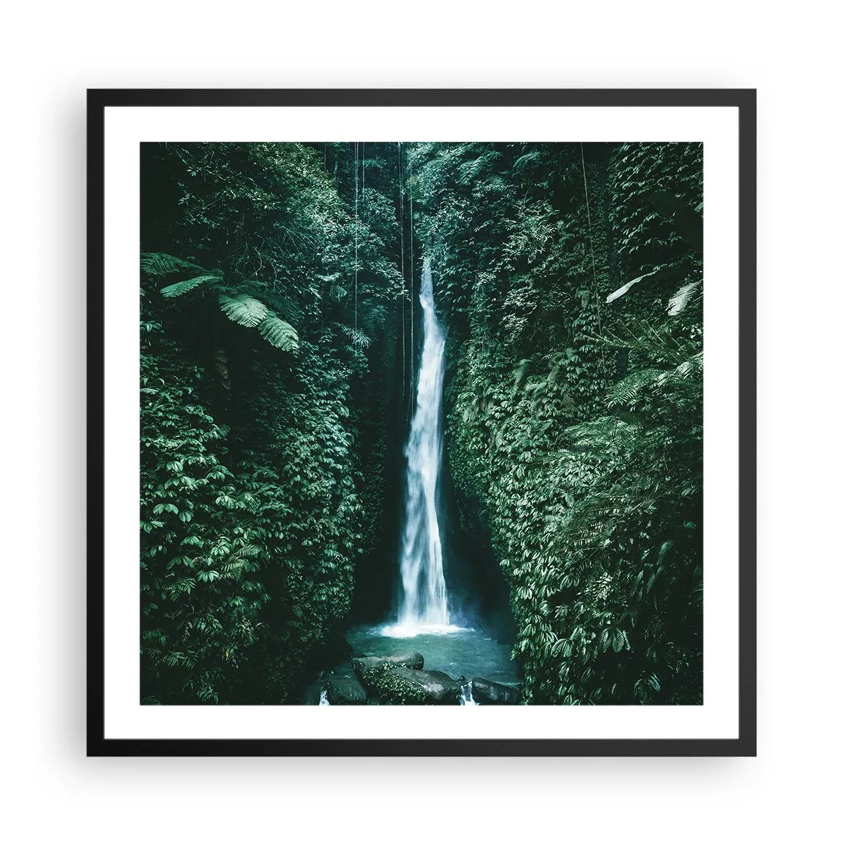 Affiche dans un cadre noir - Poster - Fontaine tropicale - 60x60 cm