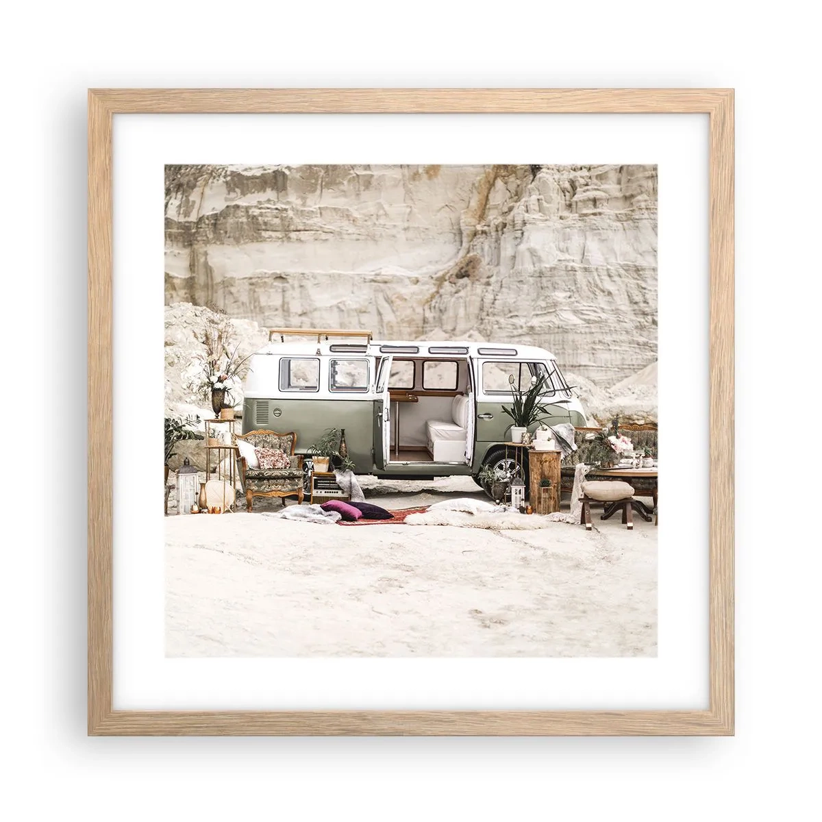 Affiche dans un chêne clair - Poster - Il est temps de commencer le voyage - 40x40 cm