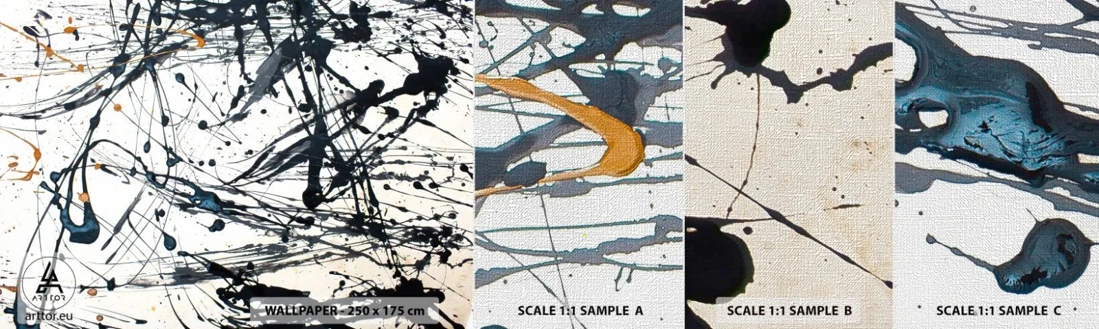 Échantillon de Papier Peint Premium Canvas - Abstraction expressionniste - Abstraction, Morceau, Artistique - 100x30 cm
