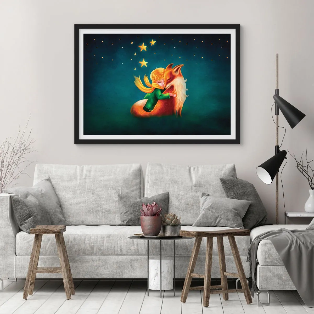 Affiche dans un cadre noir - Poster - Petit Prince - 40x30 cm