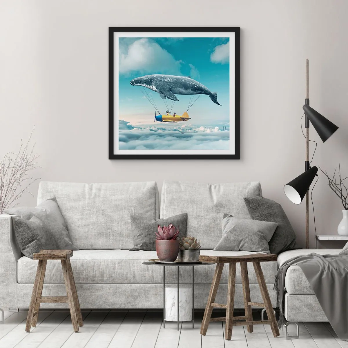 Affiche dans un cadre noir - Poster - Pourquoi pas? - 60x60 cm