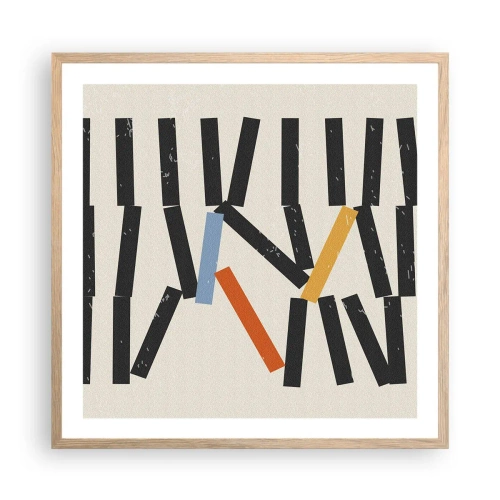 Affiche dans un chêne clair - Poster - Dominos – composition - 60x60 cm