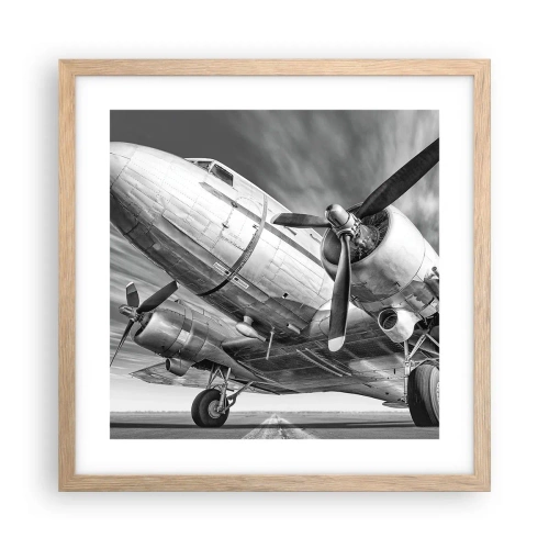 Affiche dans un chêne clair - Poster - Toujours prêt à voler - 40x40 cm