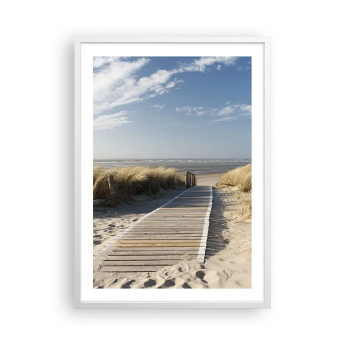 Affiche dans un cadre blanc - Poster - Derrière la dune, dans le bruissement de l'herbe - 50x70 cm