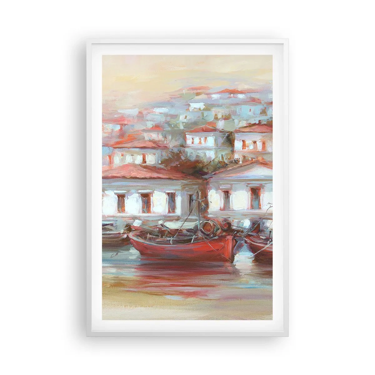 Affiche dans un cadre blanc - Poster - Petite ville heureuse - 61x91 cm