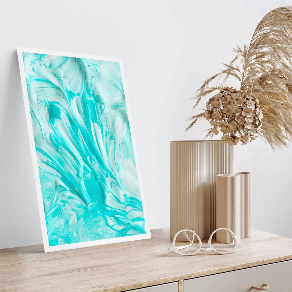 Affiche - Poster - Motif abstrait turquoise - 50x70cm - Ensemble pour toujours - Décoration murale moderne pour le salon et la chambre ARTTOR