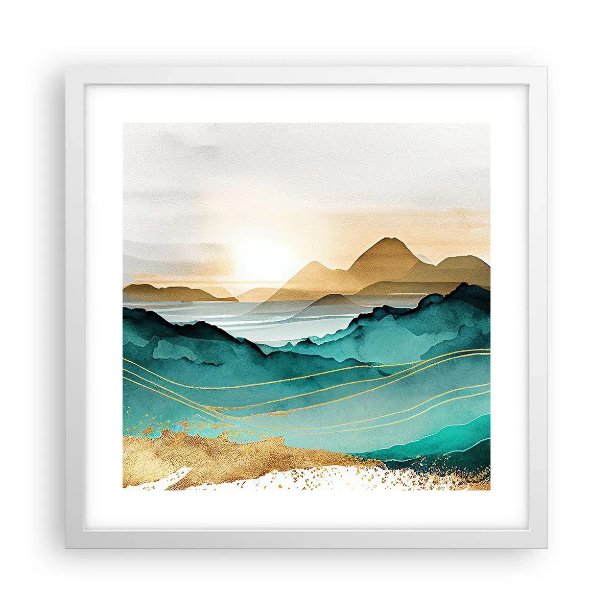 Affiche dans un cadre blanc - Poster - Au frontière de l’abstraction – paysage - 40x40 cm