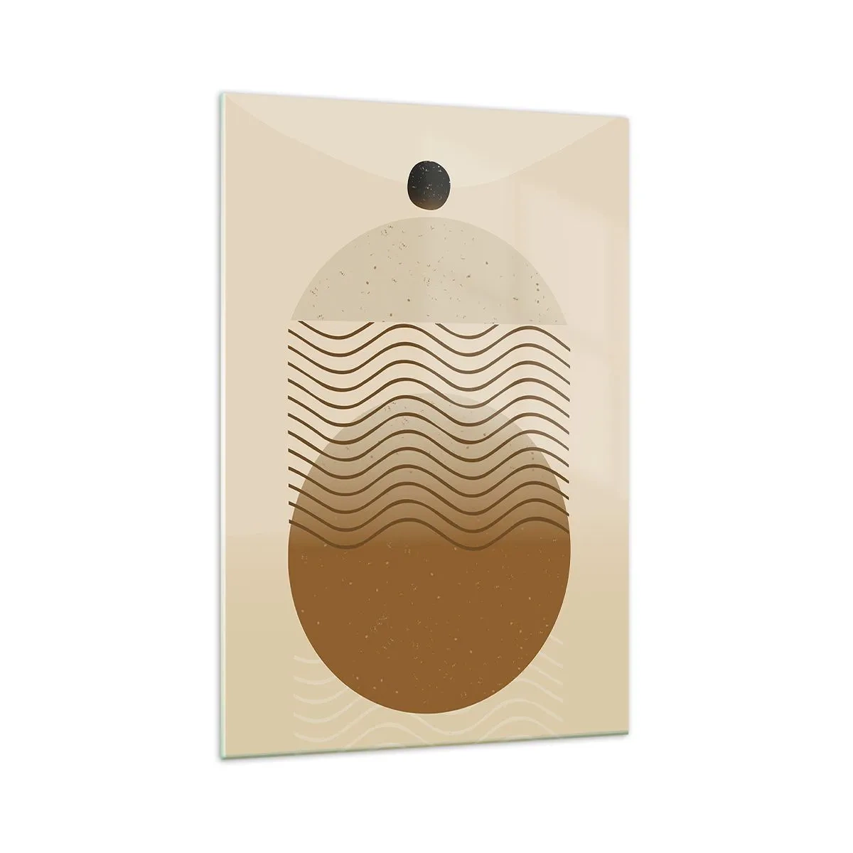 Impression sur verre - Image sur verre - Abstraction géométrique avec des cercles et des lignes ondulées aux couleurs chaudes. - 70x100cm - Sur l'origine des figures géométriques - Décoration murale moderne pour le salon et la chambre ARTTOR