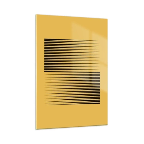 Impression sur verre - Image sur verre - Les lignes verticales noires créent une illusion géométrique - 50x70cm - Cadre opposé - Décoration murale moderne pour le salon et la chambre ARTTOR