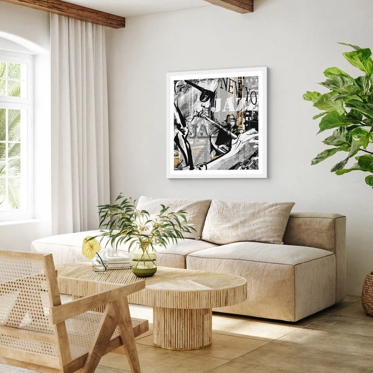 Affiche dans un cadre blanc - Poster - Au rythme de New York - 60x60 cm