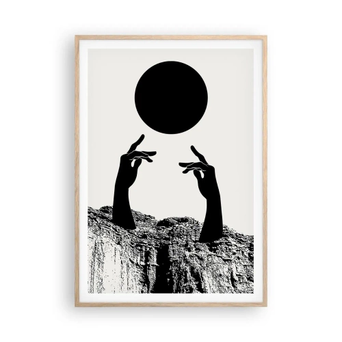 Affiche dans un chêne clair - Poster - Composition surréaliste : le soleil et le reste - 70x100 cm