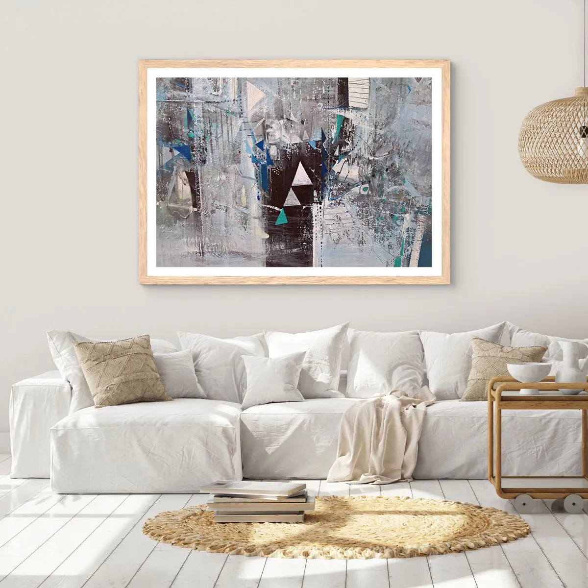 Affiche dans un chêne clair - Poster - Ordre prioritaire des triangles - 70x50 cm