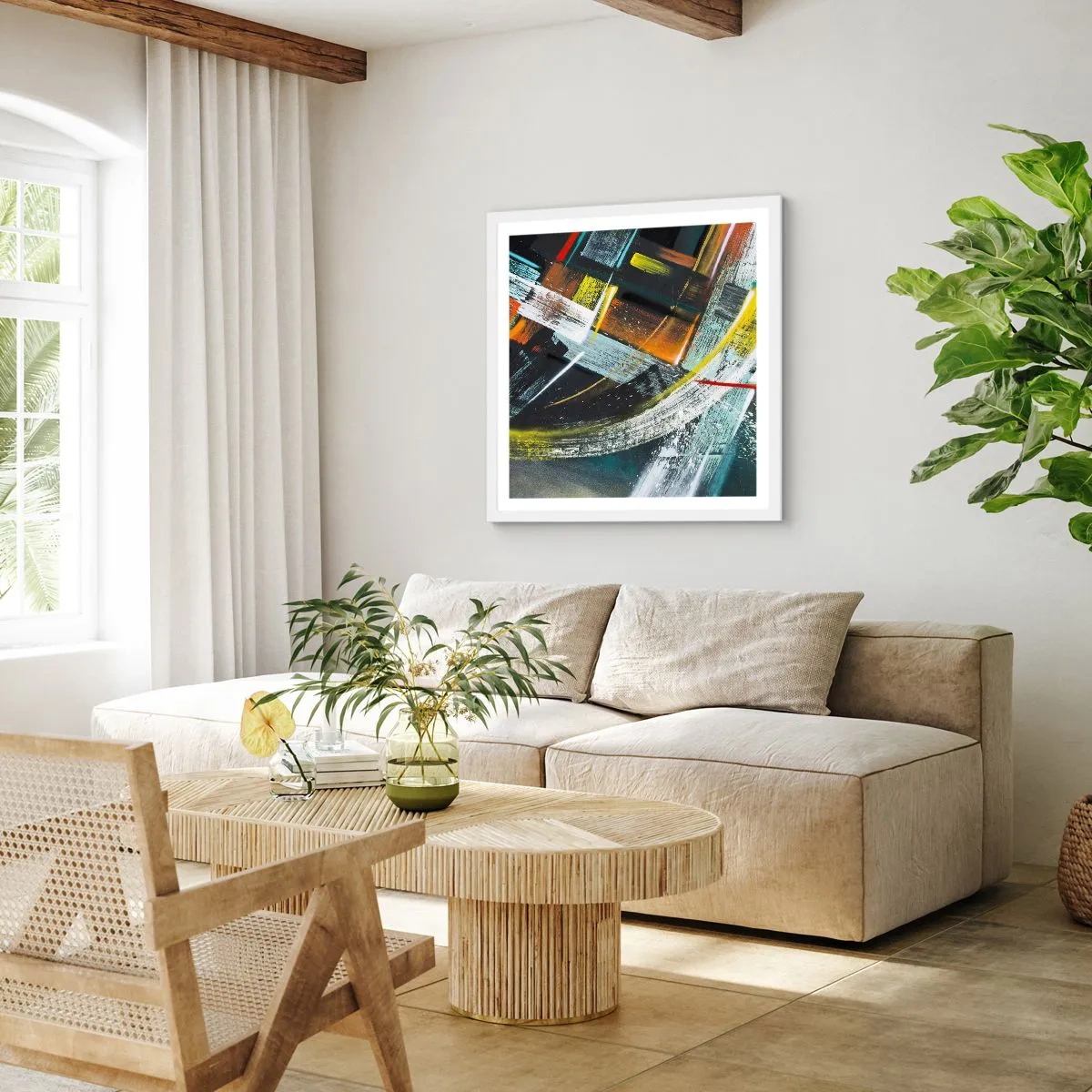 Affiche dans un cadre blanc - Poster - L'énergie du mouvement - 60x60 cm