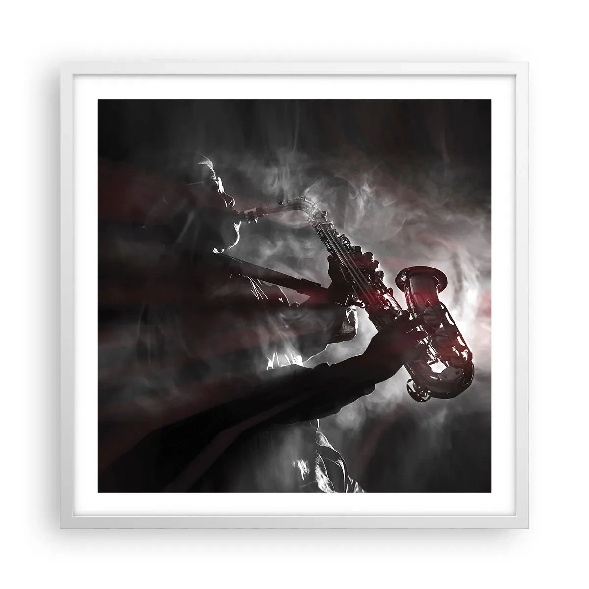 Affiche dans un cadre blanc - Poster - Dans les brumes du jazz - 60x60 cm