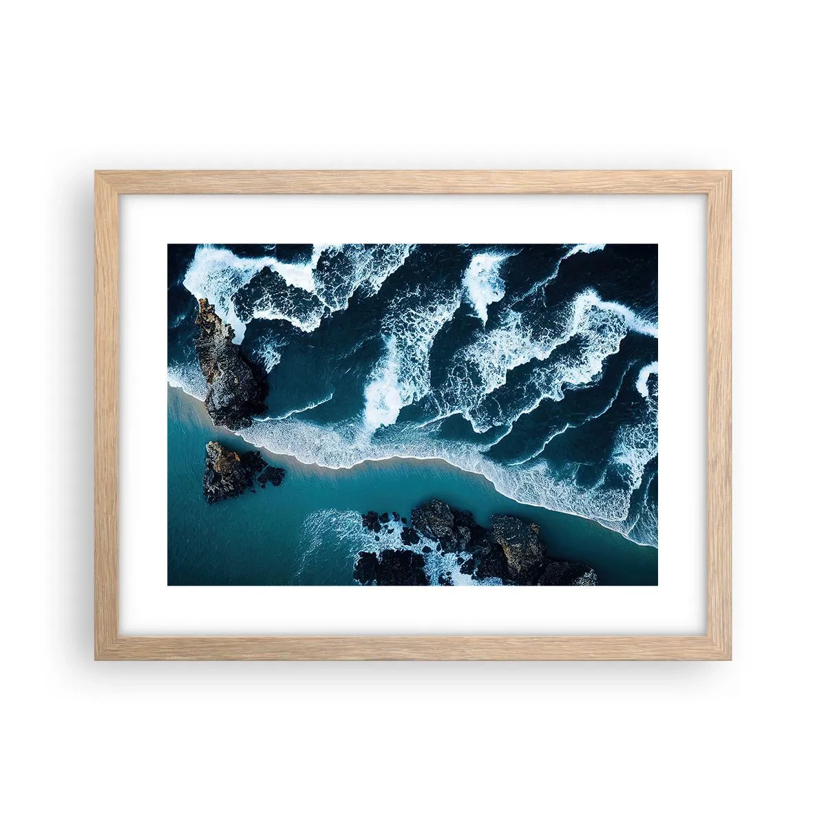 Affiche dans un chêne clair - Poster - Enveloppé par les vagues - 40x30 cm