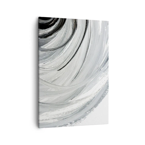 Impression sur toile - Image sur toile - Un tourbillon monochrome dans des tons de gris et de noir - 50x70cm - Composition orbitale - Décoration murale moderne pour le salon et la chambre ARTTOR