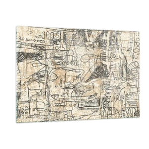 Impression sur verre - Image sur verre - Une structure abstraite complexe avec des motifs géométriques et esquissés. - 120x80cm - Il attend d'être décodé - Décoration murale moderne pour le salon et la chambre ARTTOR