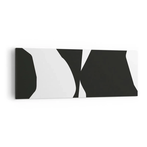 Impression sur toile - Image sur toile - Motif de contraste abstrait en noir et blanc - 140x50cm - Positif négatif - Décoration murale moderne pour le salon et la chambre ARTTOR