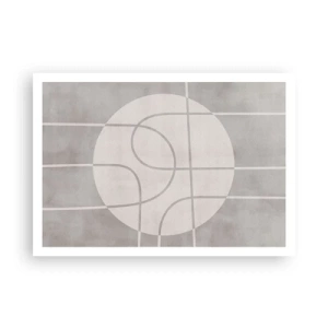 Affiche - Poster - Motif géométrique dans les tons de gris et de blanc - 100x70cm - Circulaire et tout droit - Décoration murale moderne pour le salon et la chambre ARTTOR