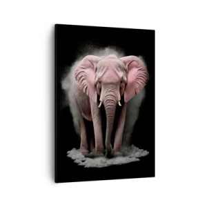 Impression sur toile - Image sur toile - Une interprétation artistique d'un éléphant rose sur fond noir - 50x70cm - Ne pensez pas à un éléphant rose ! - Décoration murale moderne pour le salon et la chambre ARTTOR