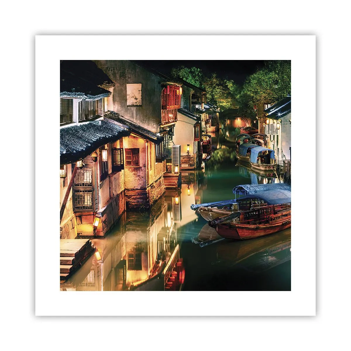 Affiche - Poster - Soirée dans une rue chinoise - 40x40 cm