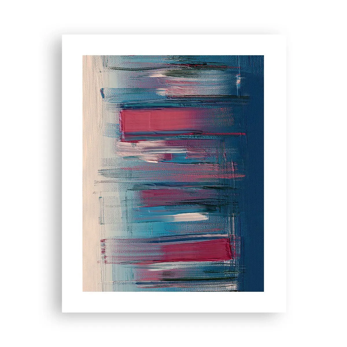 Affiche - Poster - Composition verticale en bleu et rouge - 40x50 cm