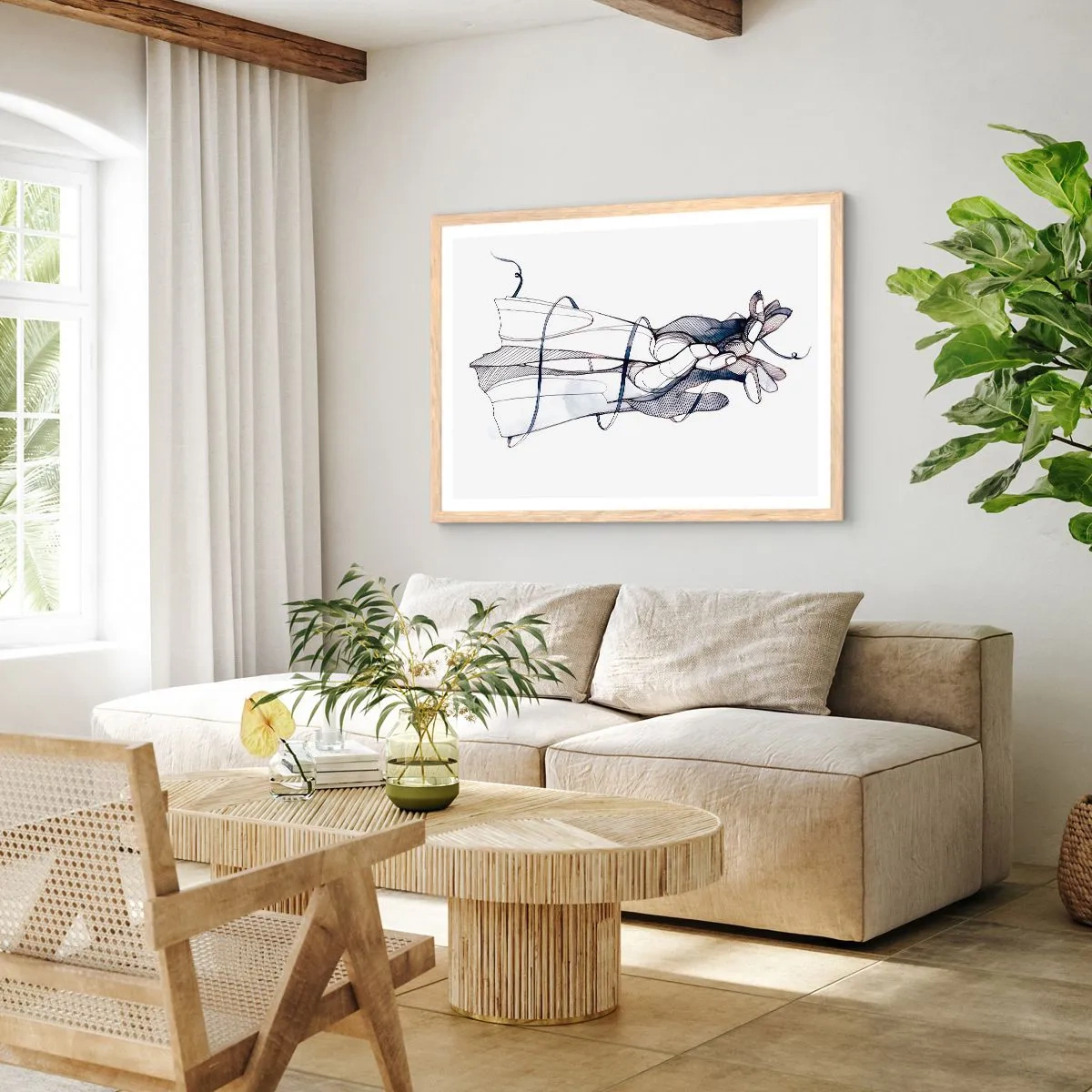 Affiche dans un chêne clair - Poster - Étude du touché - 40x30 cm