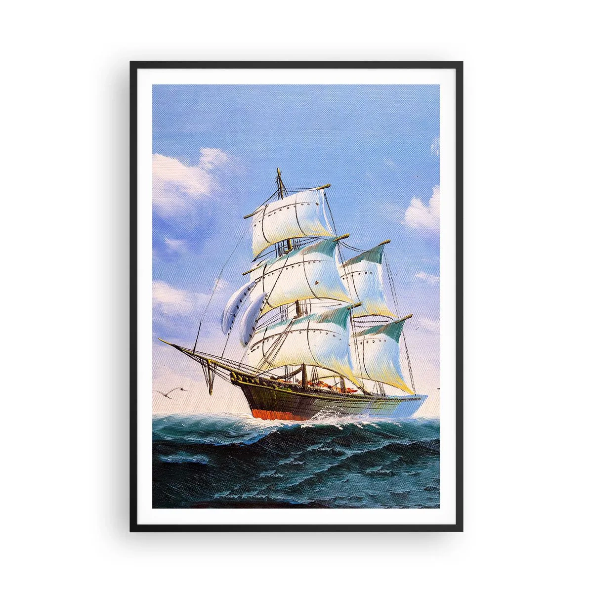 Affiche dans un cadre noir - Poster - Fièrement avec le vent - 70x100 cm