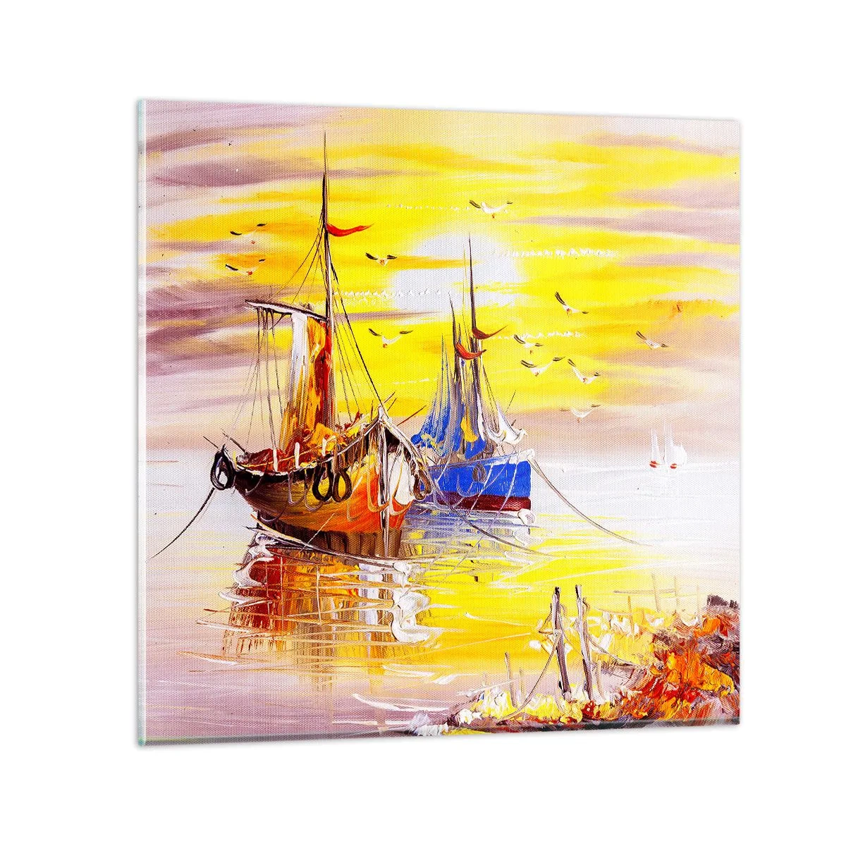 Impression sur verre - Image sur verre - Un repos bien mérité au port - 30x30 cm