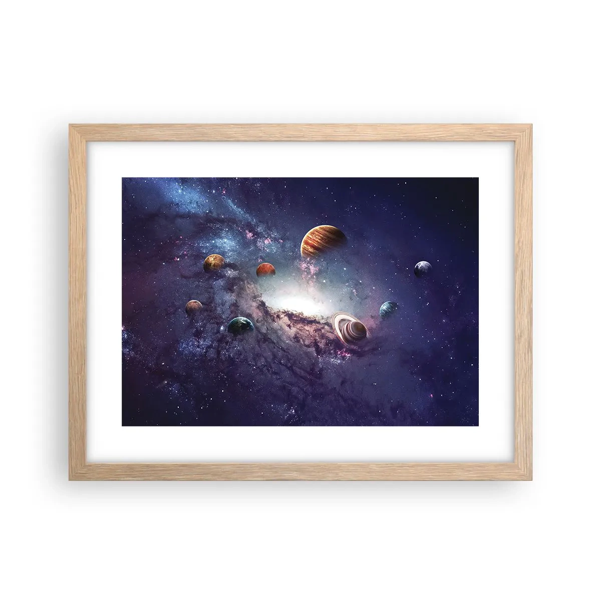 Affiche dans un chêne clair - Poster - Système de danse solaire - 40x30 cm