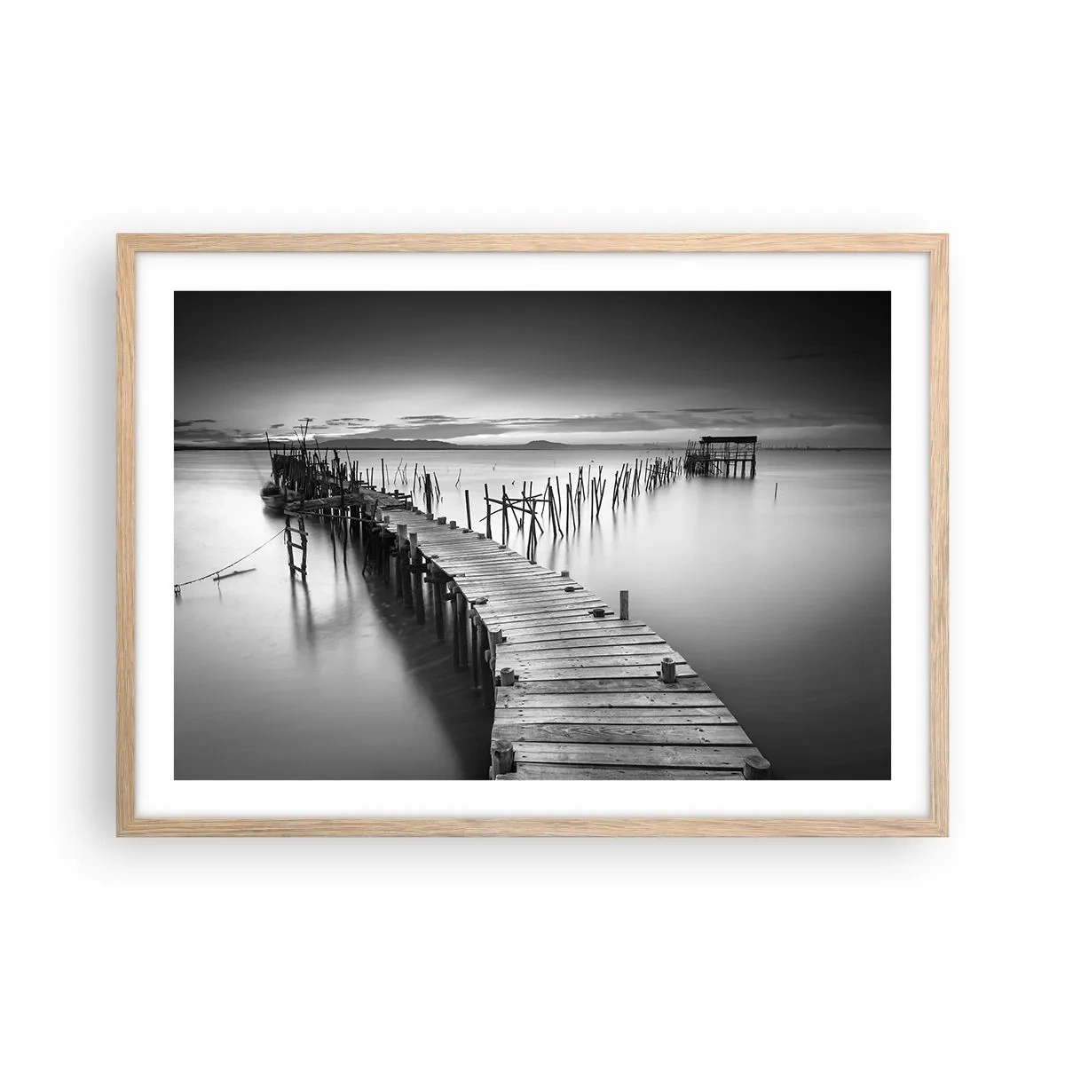 Affiche dans un chêne clair - Poster - La paix d'un rivage oublié - 70x50 cm