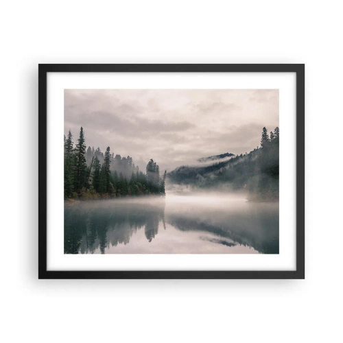 Affiche dans un cadre noir - Poster - Reflet dans le brouillard - 50x40 cm