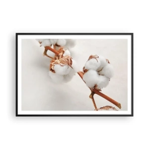 Affiche dans un cadre noir - Poster - Un brin de coton sur un fond subtil - 100x70cm - Seulement caliner - Décoration murale moderne pour le salon et la chambre ARTTOR