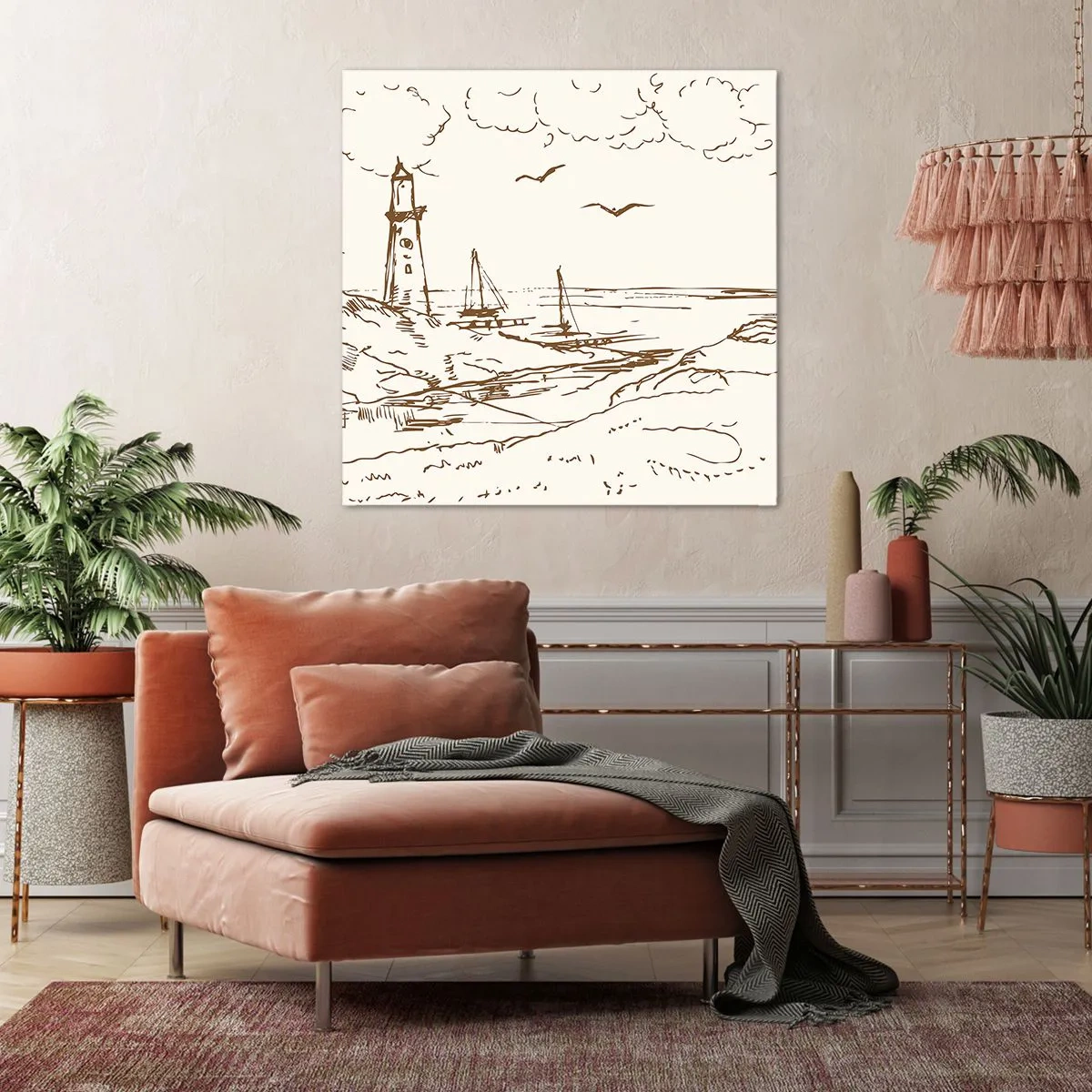 Impression sur toile - Image sur toile - Esquisse de souvenirs d'été - 40x40 cm